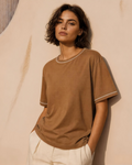 Bamboo Sculpted Boxy Tee Midnight Blue - SNOOLI