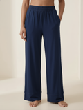 Bamboo Wide-Leg Lounge Trousers in Midnight Blue