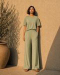 Bamboo Sculpted Boxy Tee set Caramel - SNOOLI