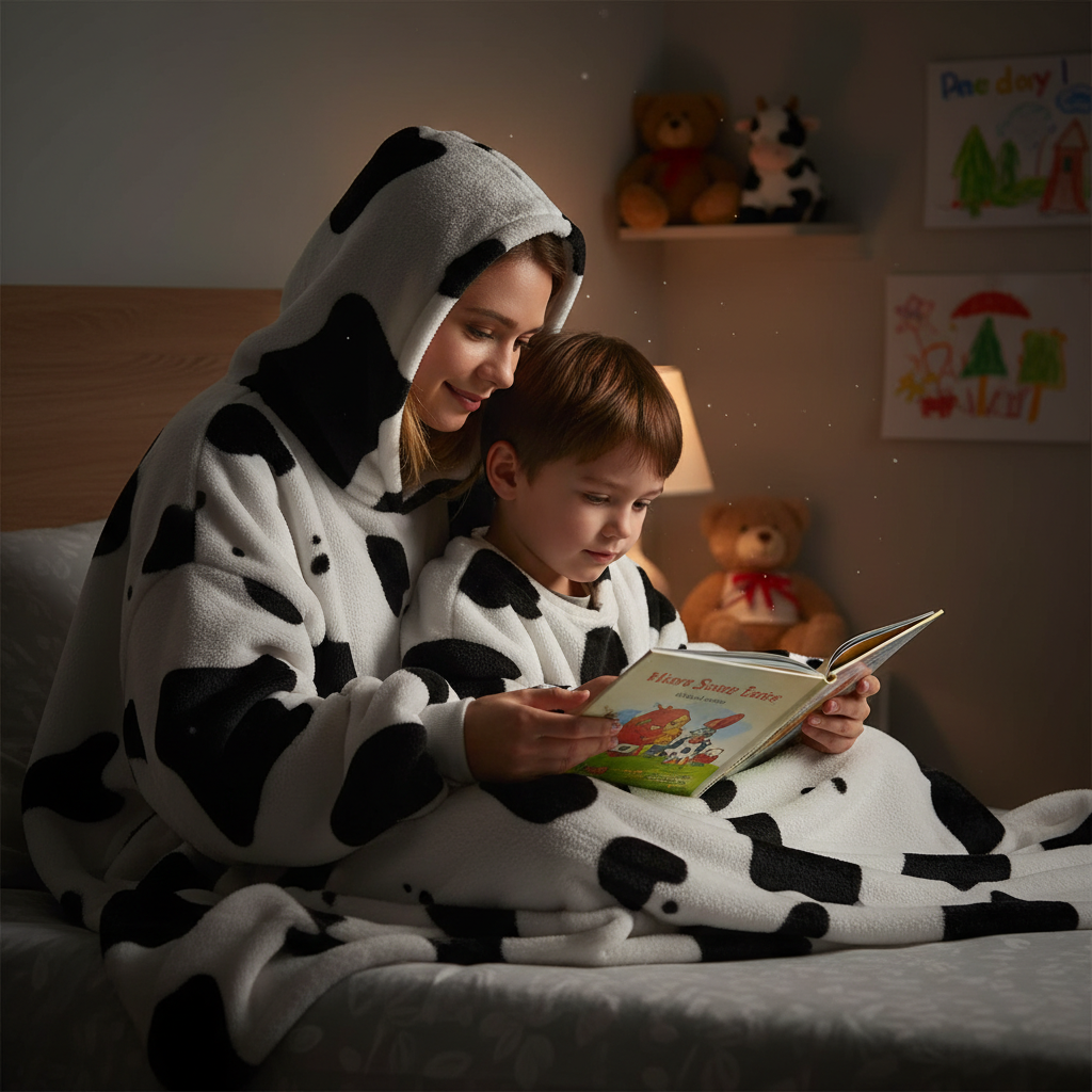 Cow Oversized Fluffy Hoodie - VELOSA