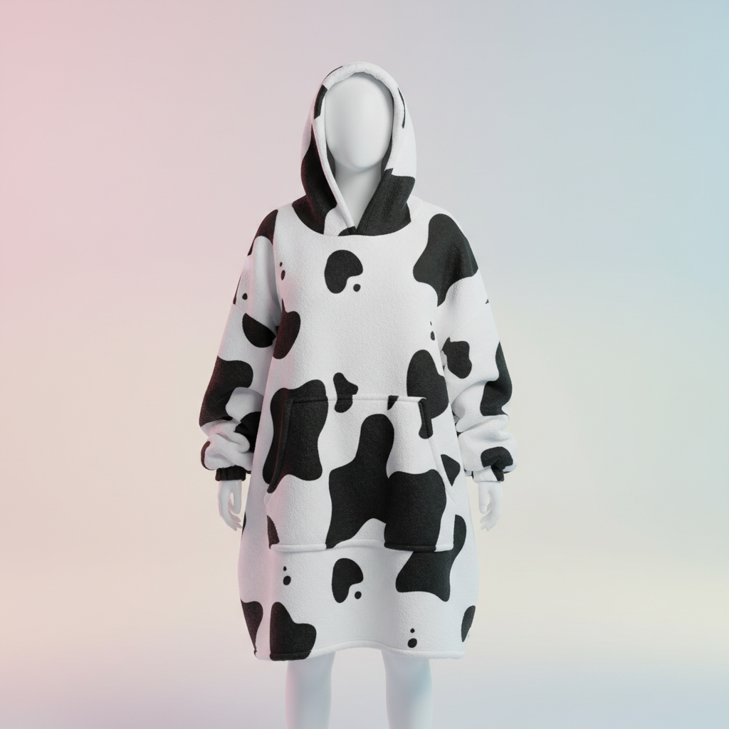 Cow Oversized Fluffy Hoodie - VELOSA