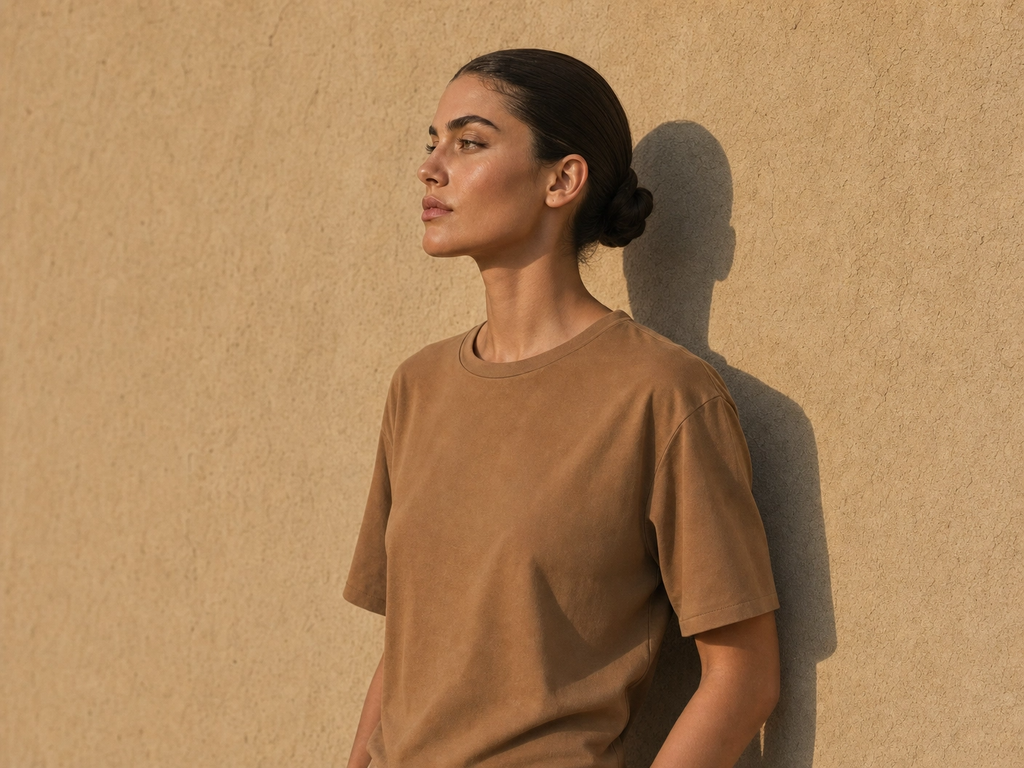 Bamboo Sculpted Boxy Tee Caramel - SNOOLI