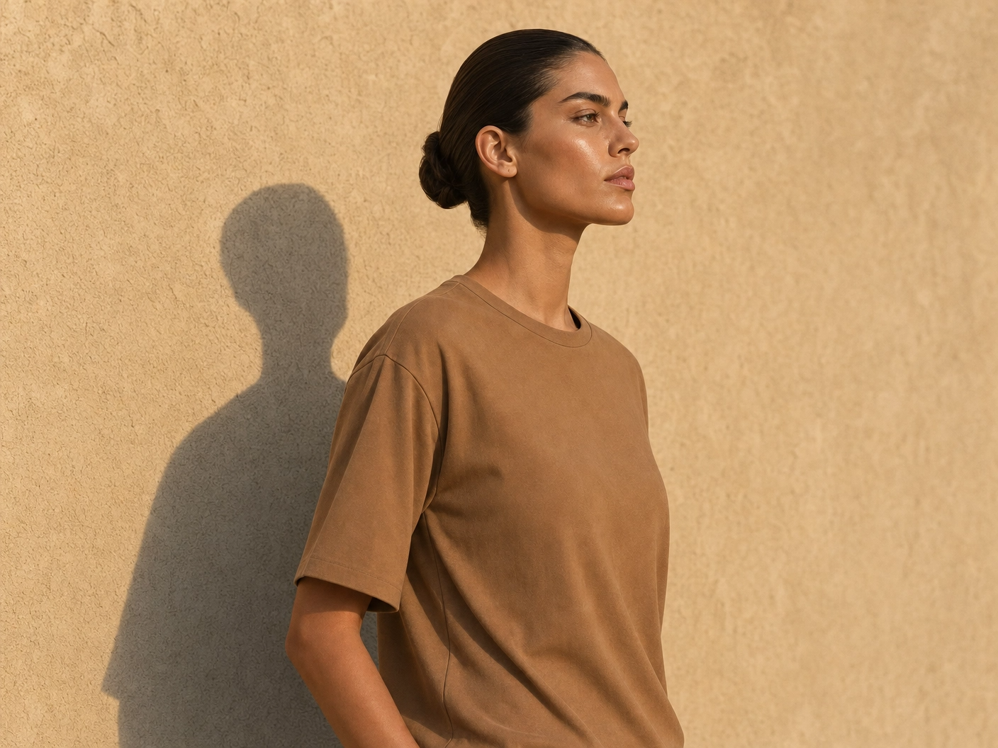 Bamboo Sculpted Boxy Tee Caramel - SNOOLI