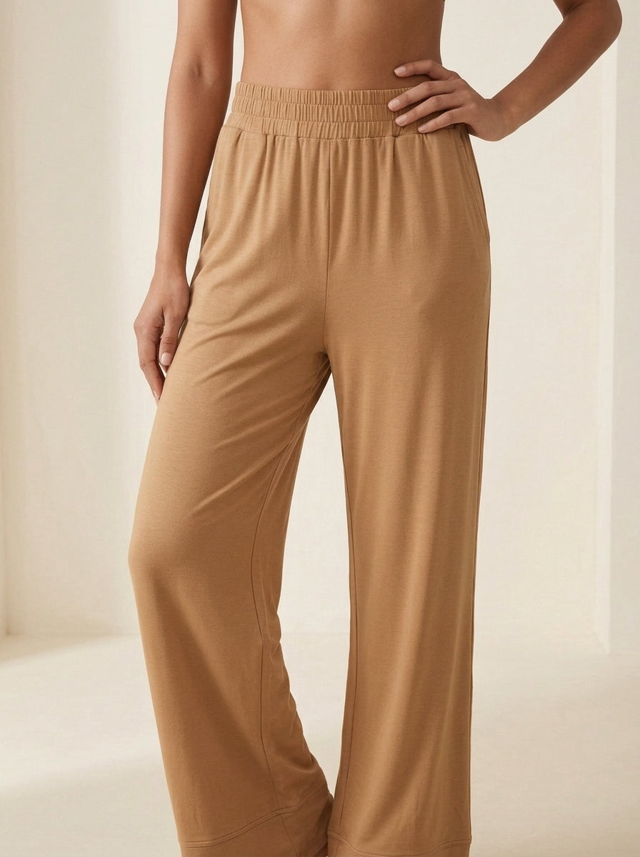 Bamboo Wide-Leg Lounge Trousers — Slate Green