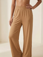 Bamboo Wide-Leg Lounge Trousers — Slate Green