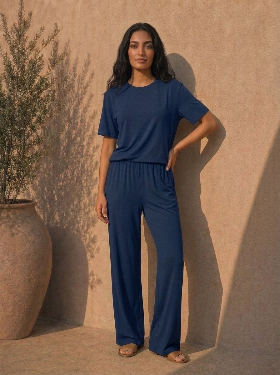 Bamboo Sculpted Tee - Midnight Blue