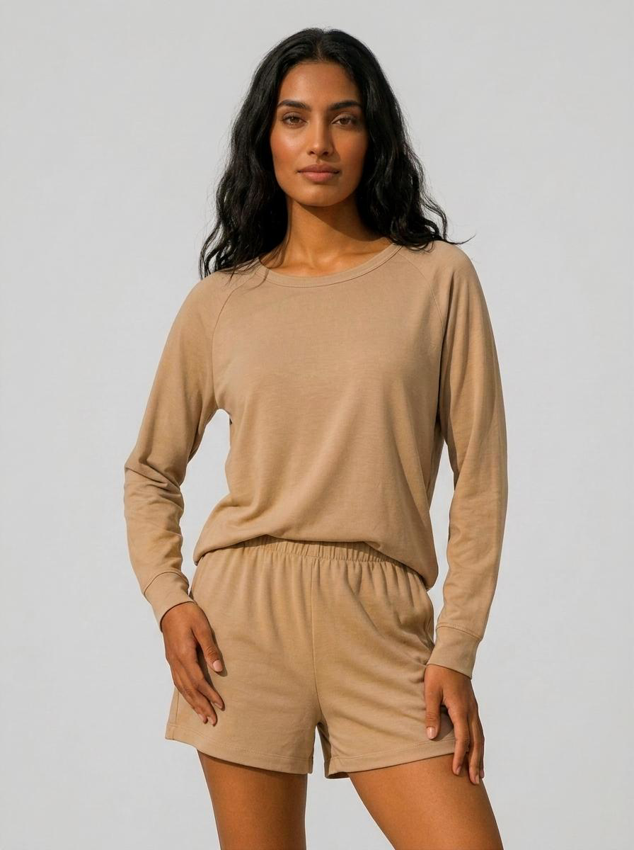 Bamboo Boat-neck longsleeve soft taupe