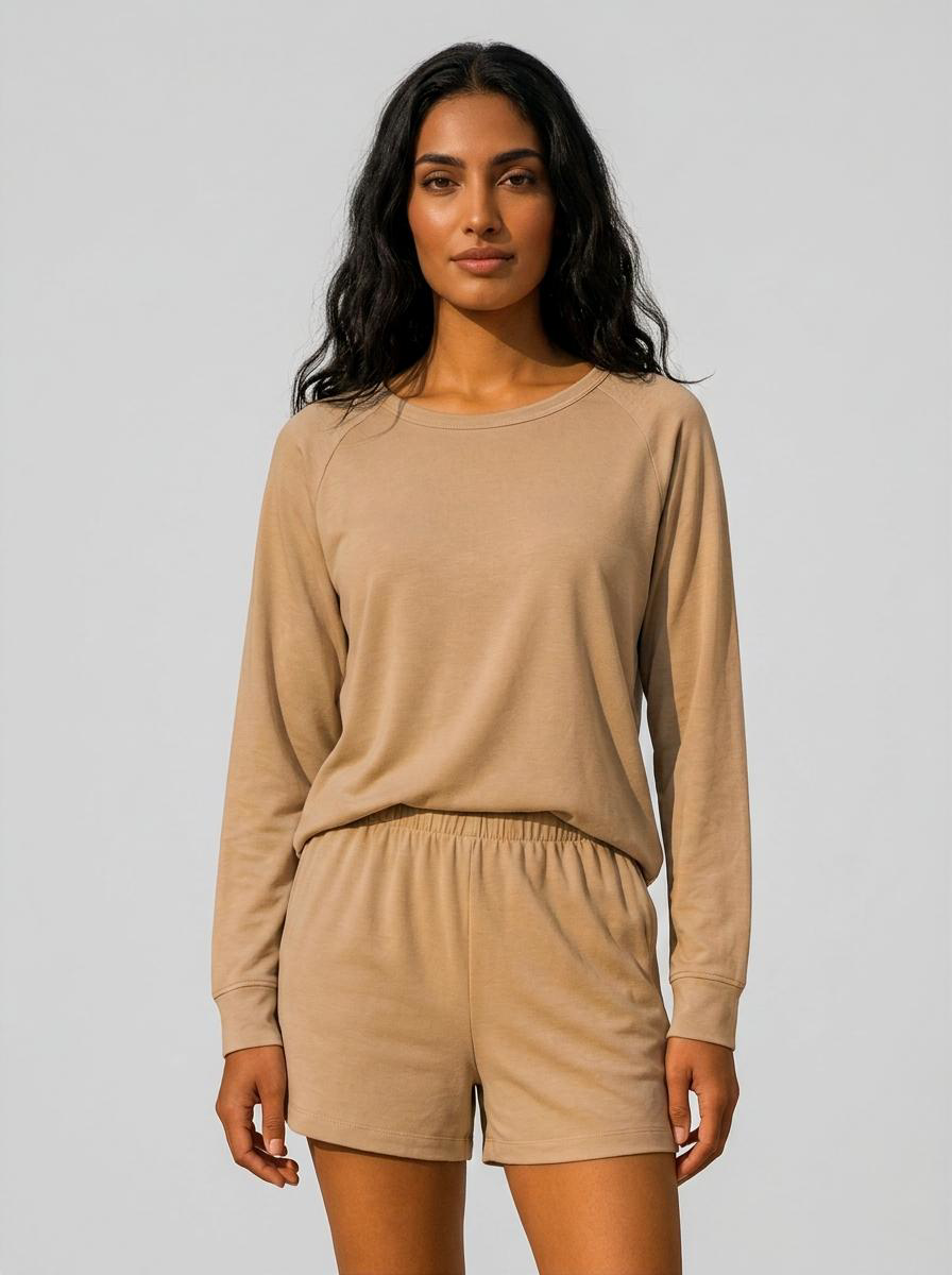 Bamboo Boat-neck longsleeve soft taupe