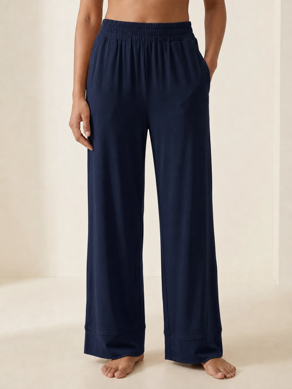 Bamboo Wide-Leg Lounge Trousers — Slate Green